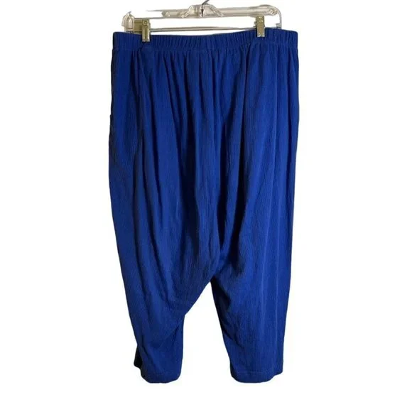 Denim & Co Women's Gauze Capri Blue Pull-On Pants with Pockets Size 1X - Picture 7 of 9